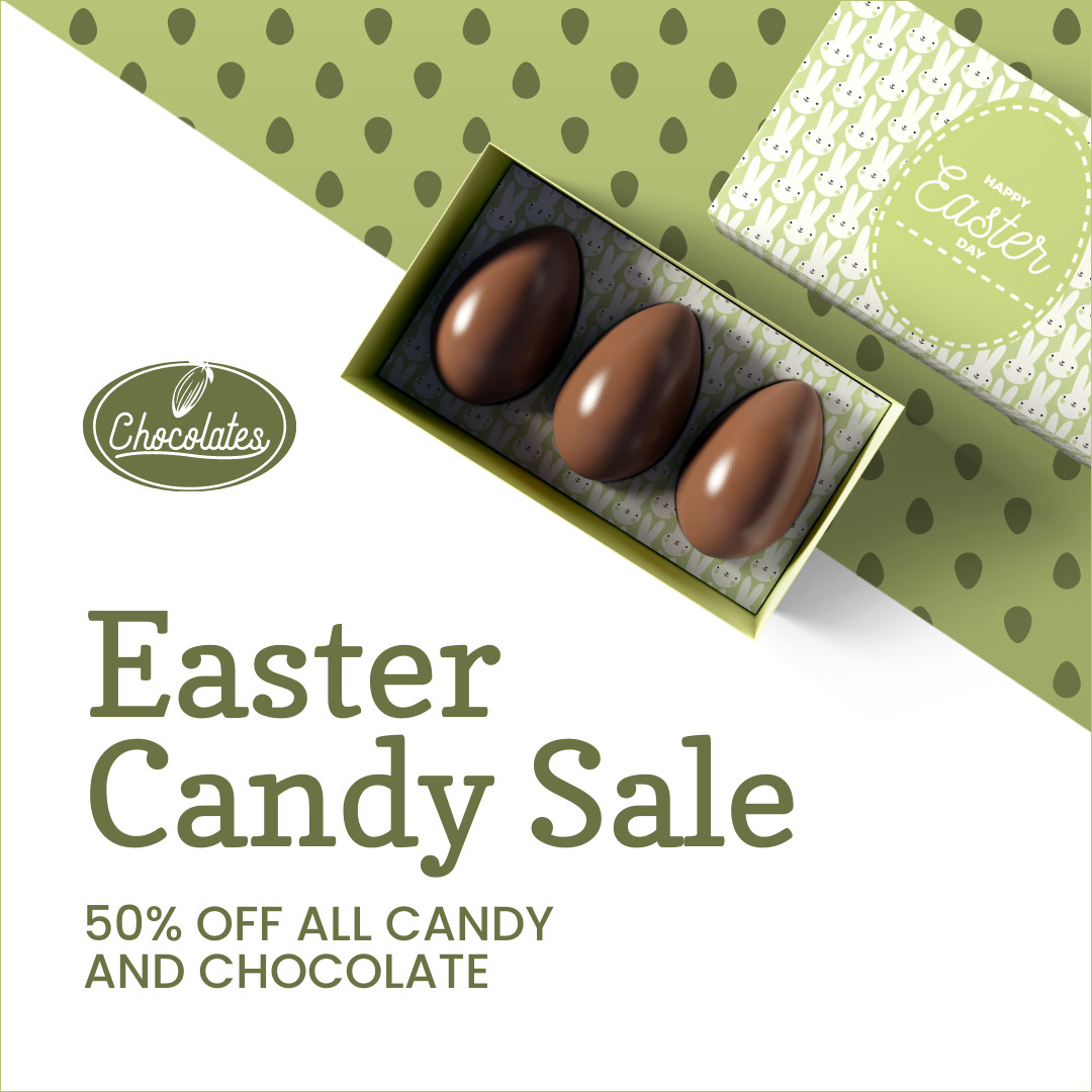 Green Easter Candy Sale 1080x1080 template
