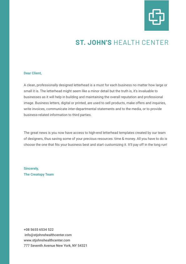 Health Center Letterhead Template 595x842 template