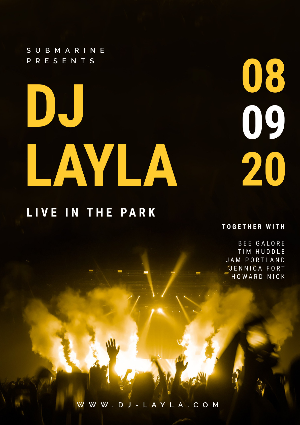 DJ Layla Yellow – Poster Template 1191x1684 template