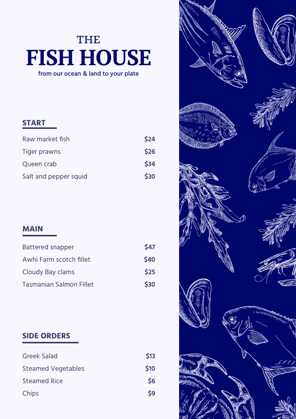 The Fish House – Menu Template 595x842 template