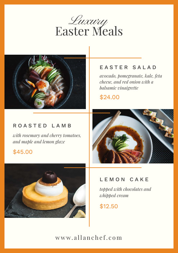 Elegant Luxury Easter Meals – Menu Template 595x842 template preview