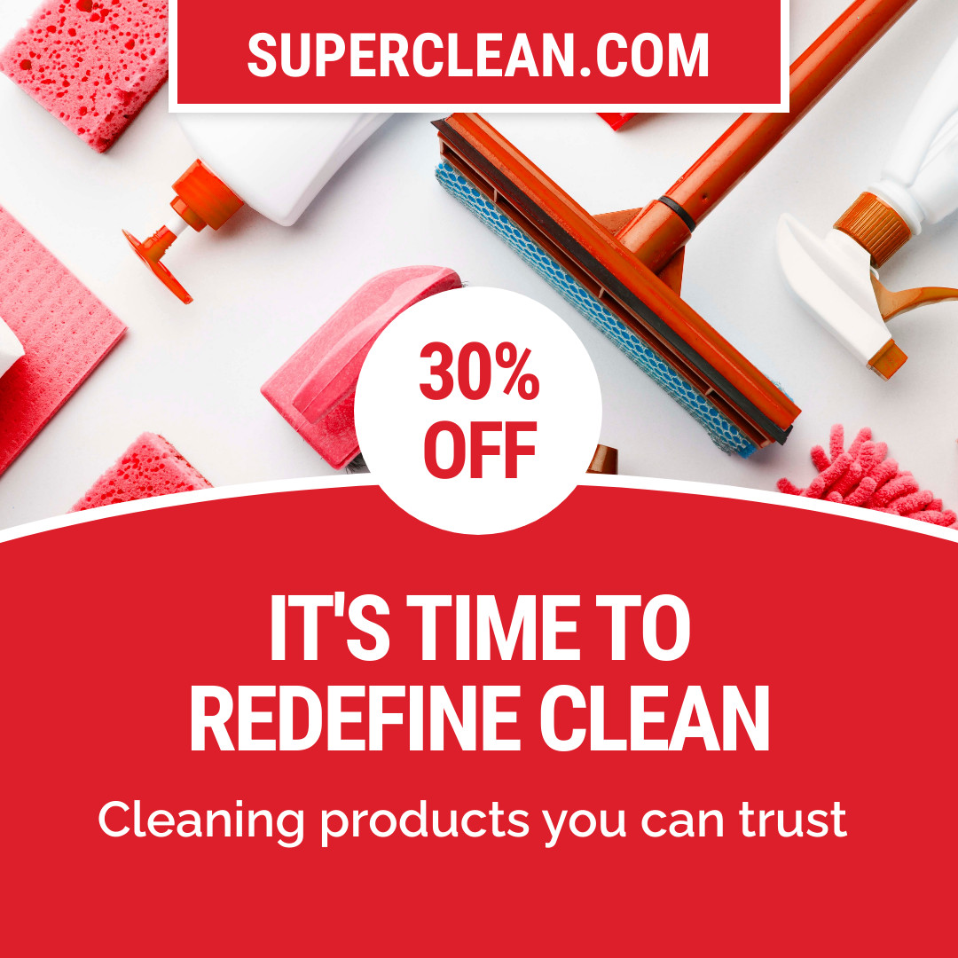 Super Red Cleaning Products 1080x1080 template