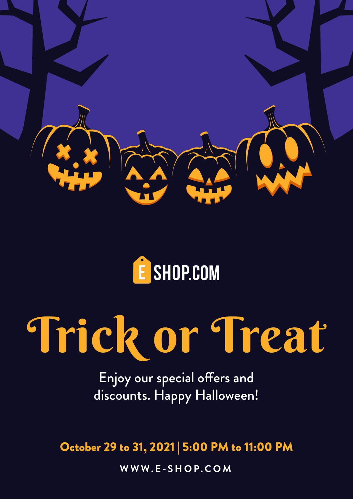 Halloween Trick or Treat Special Pumpkin Poster 1191x1684 template
