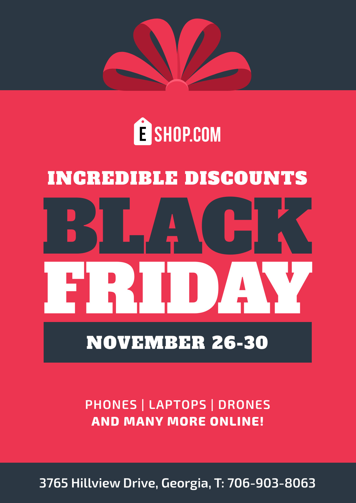 Incredible Discounts Black Friday Red Bow Poster 1191x1684 template
