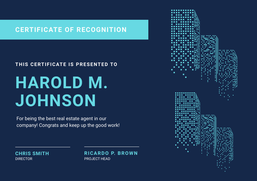 Harold Johnson Estate – Certificate Template 842x595 template