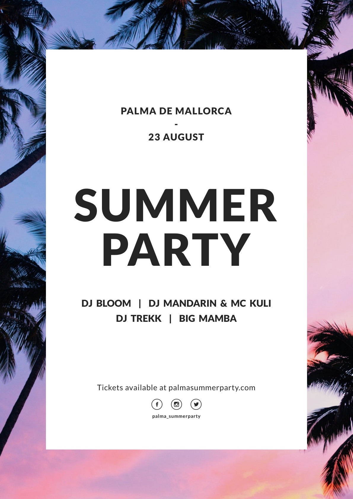 Palma de Mallorca Party – Poster Template 1191x1684 template