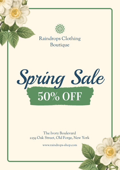 Cream Flower Spring Sale Flyer 420x595 template