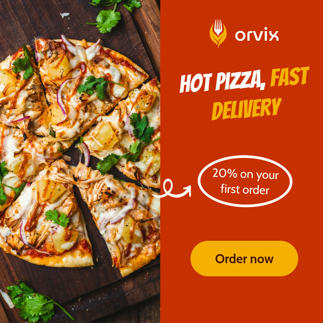 Hot Pizza Fast Delivery 1080x1080 template