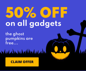 Gadget Sale with Free Ghost Pumpkins 300x250 template