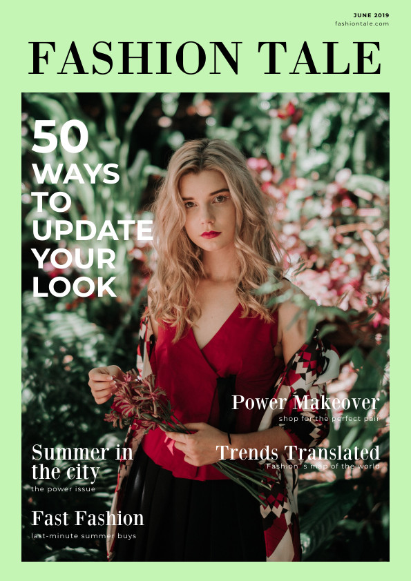 Green Fashion Tale – Magazine Cover Template 595x842 template