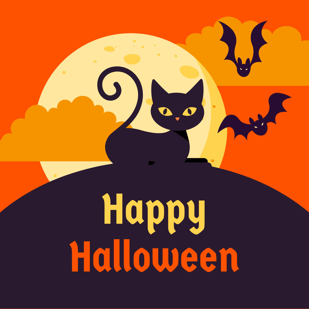 Happy Halloween Black Cat  1080x1080 template
