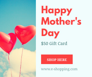 Mother's Day Hearth Balloons Gift Card  300x250 template