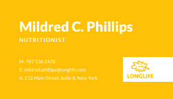 Longlife Mildred Nutritionist – Business Card Template 252x144 template