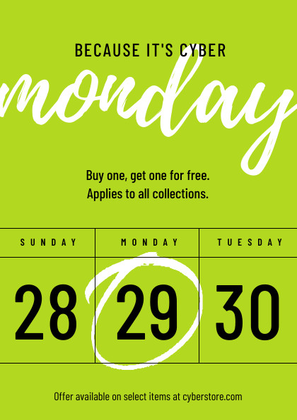 Because Lime Cyber Monday Flyer 420x595 template