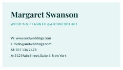 Margaret Swanson Wedding – Business Card Template 252x144 template