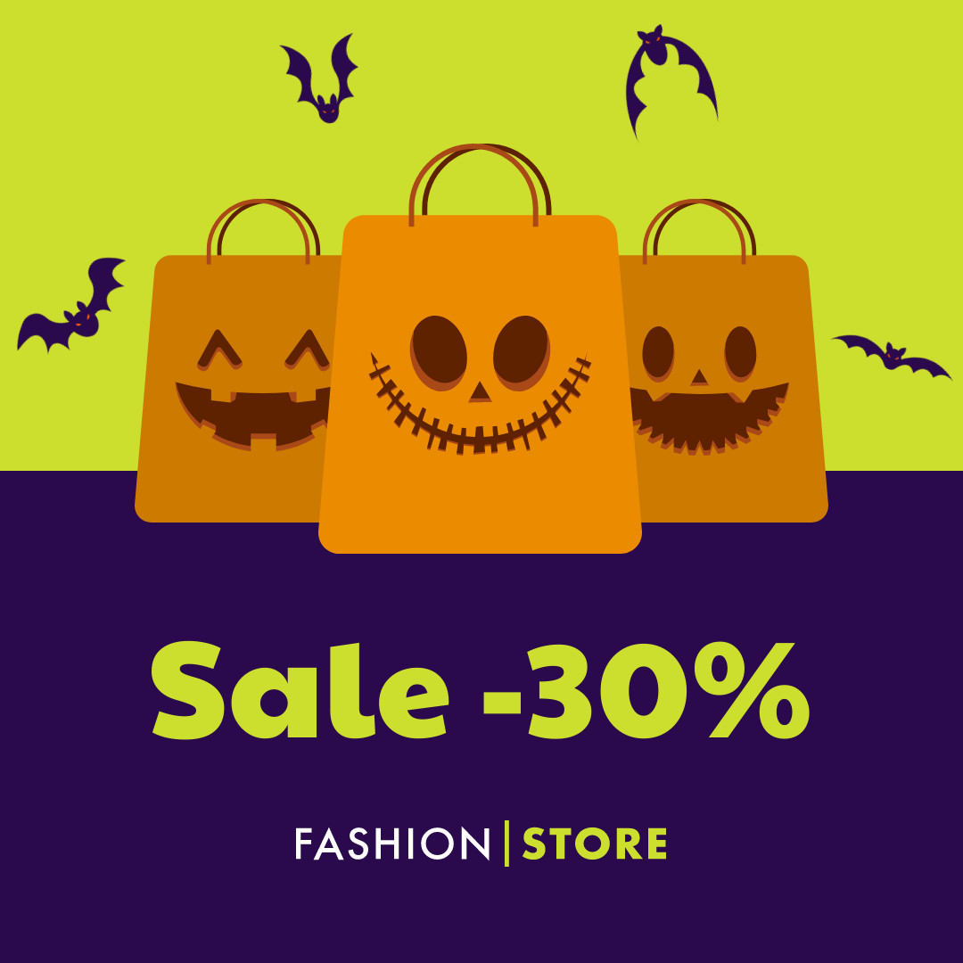Halloween Shopping Bag Fashion Sale 1080x1080 template
