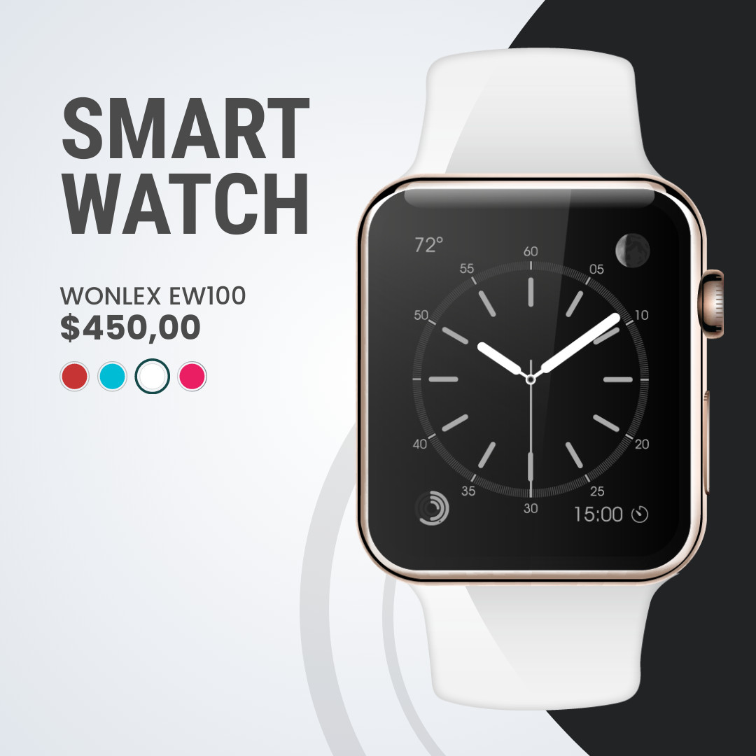 White Wonlex Smart Watch 1080x1080 template