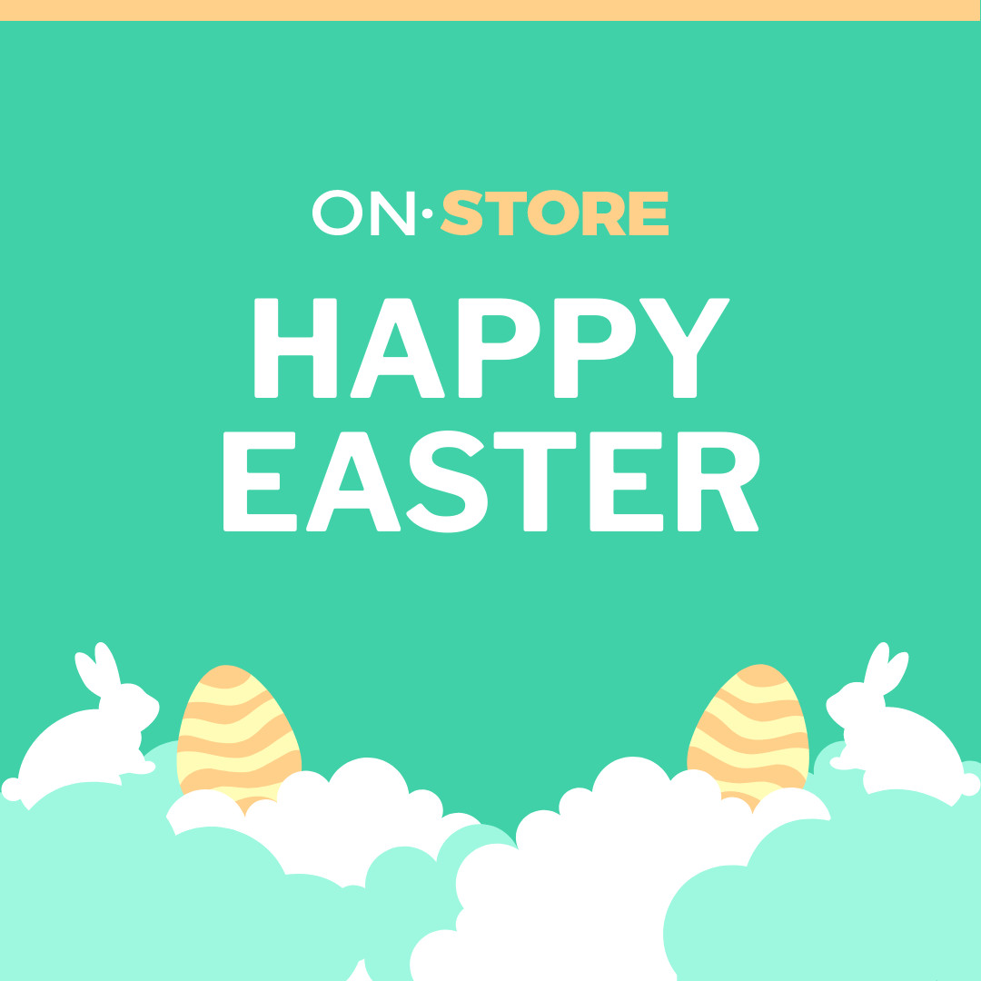 Happy Easter Bunny in Clouds 1080x1080 template preview