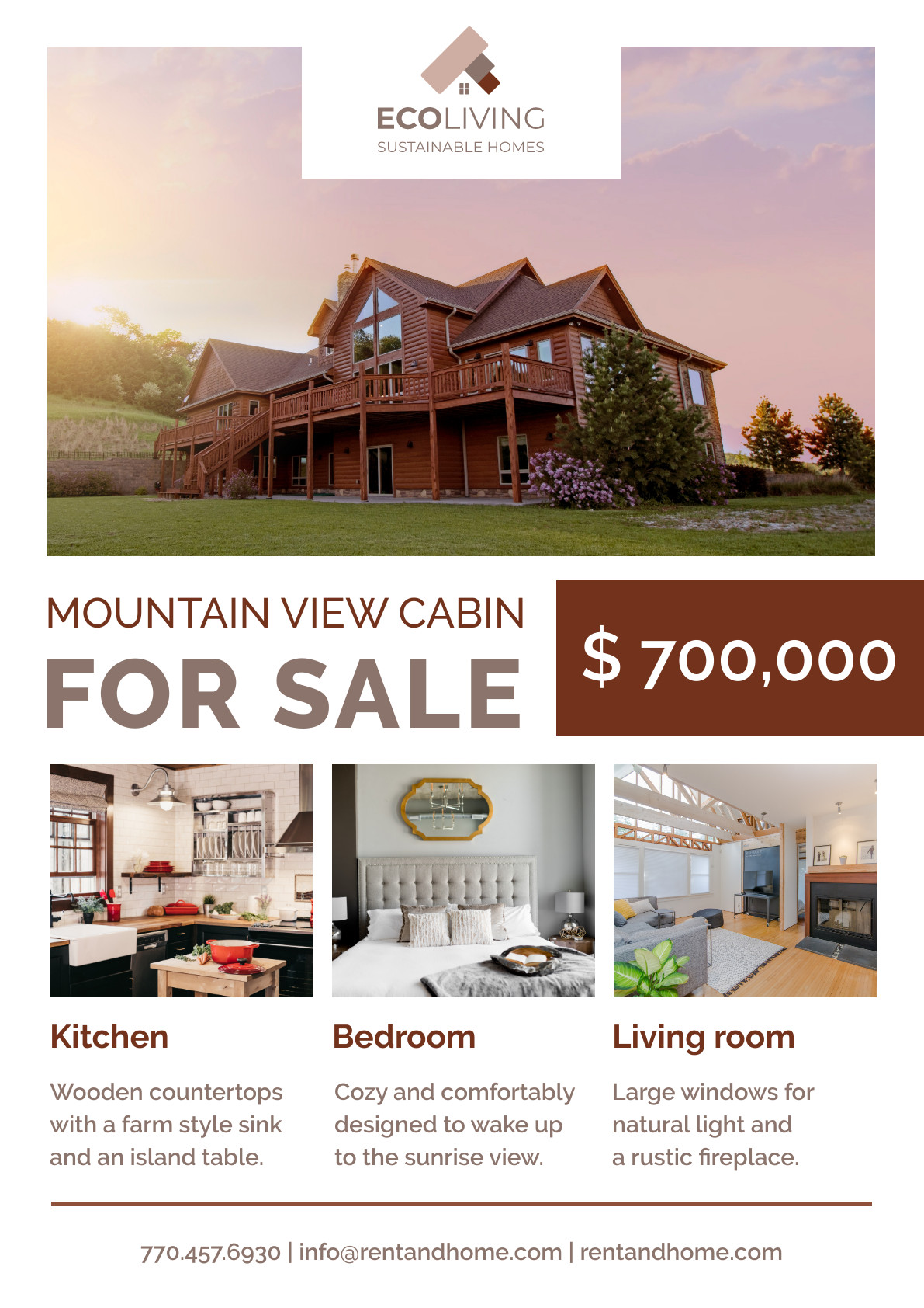Mountain View Cabin – Poster Template  1191x1684 template