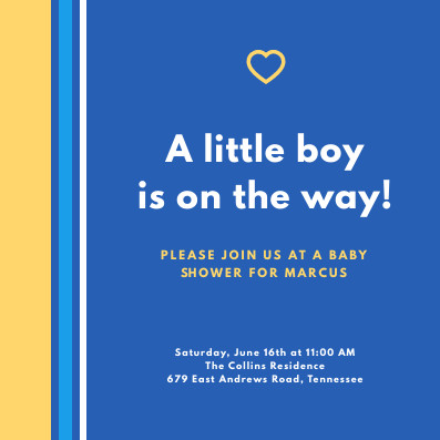 Blue Yellow Little Boy – Invitation Template 397x397 template