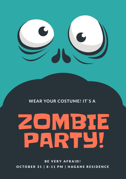 Halloween Zombie Party Eyes Flyer 420x595 template