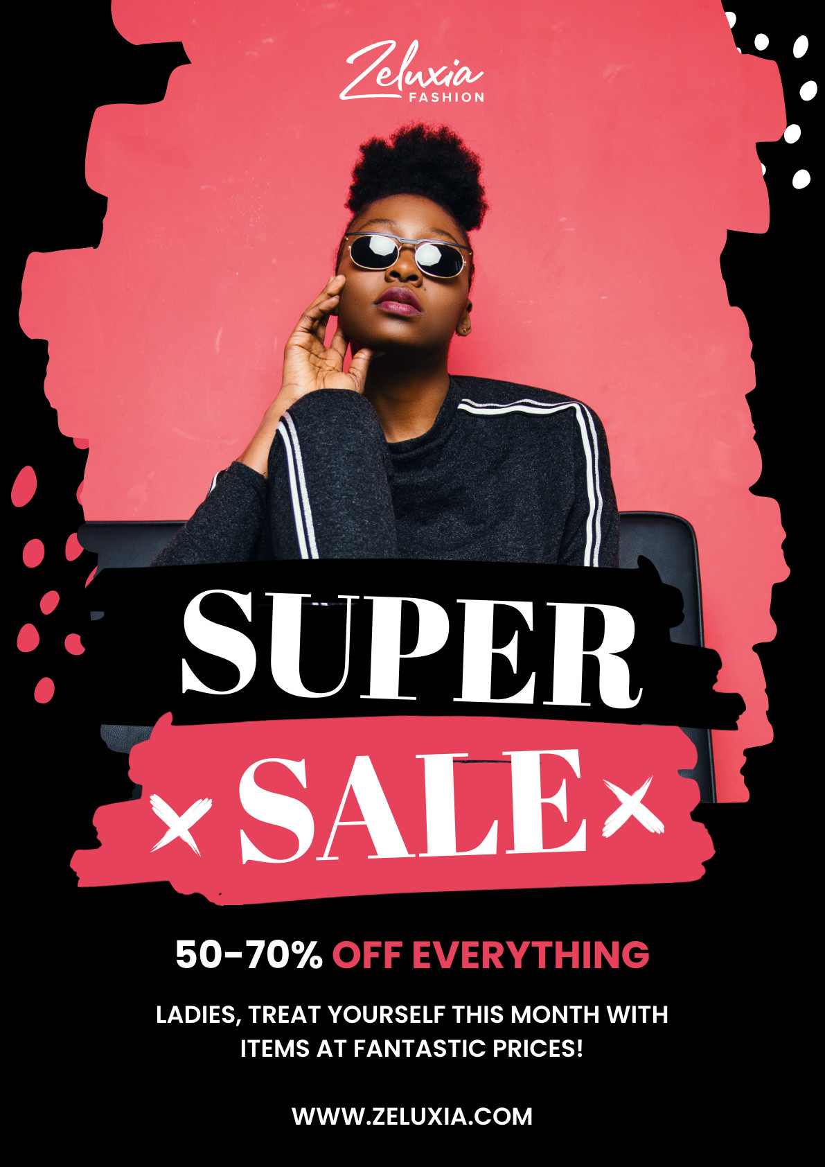Red Fashion Super Sale Poster 1191x1684 template