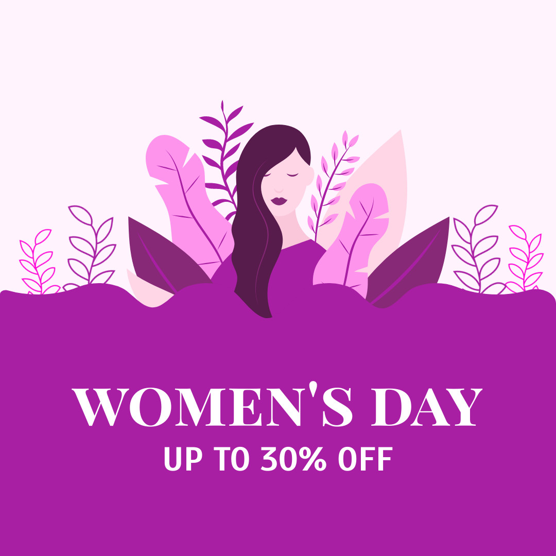 Purple Illustration Women's Day 1080x1080 template