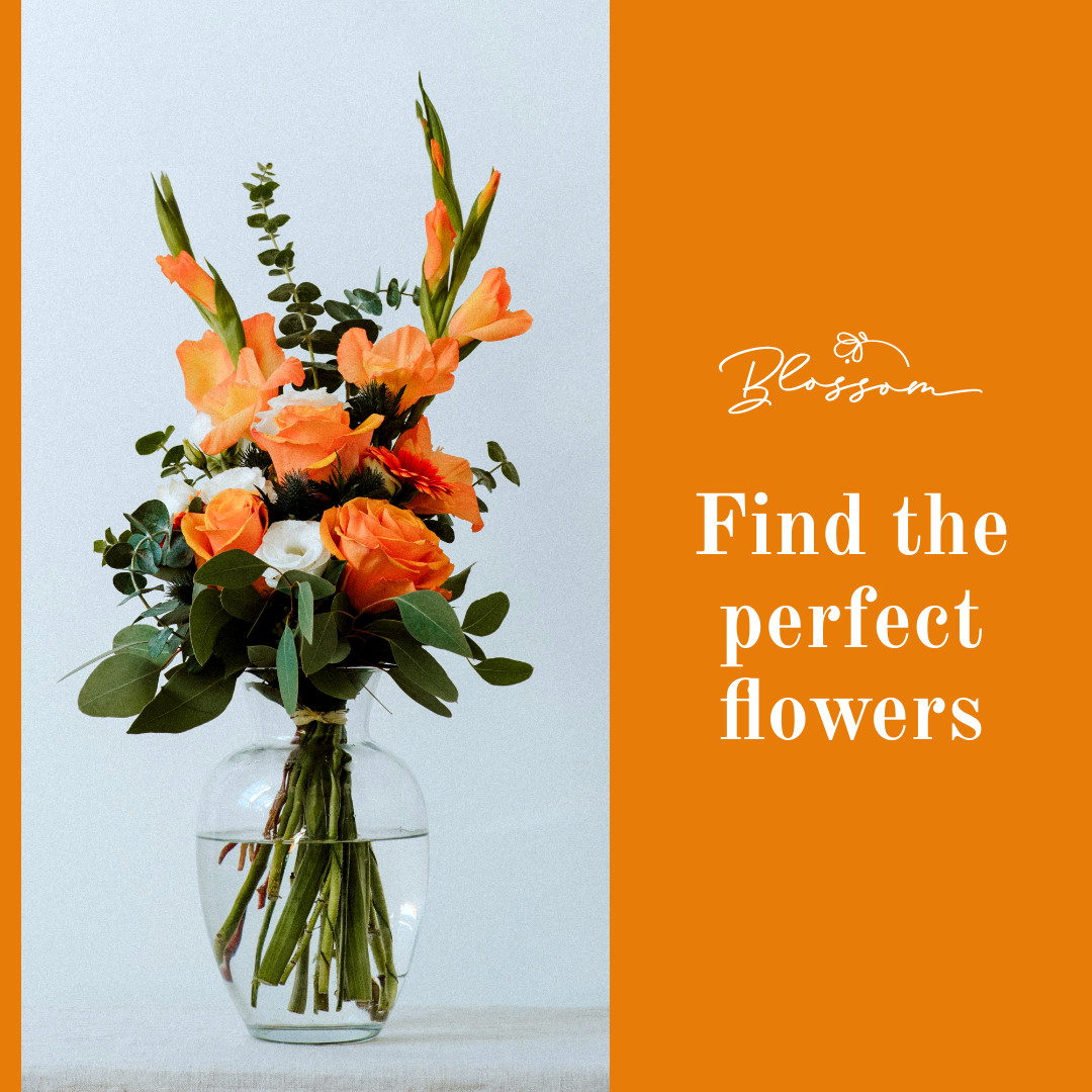 Orange Find the Perfect Flowers  1080x1080 template