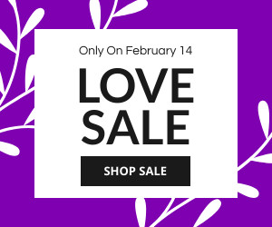 Valentine's Day Purple Love Sale 300x250 template
