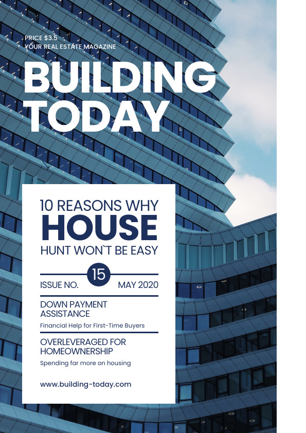Blue Building Today Magazine – Cover Template  595x842 template preview