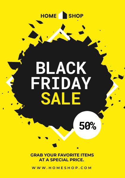 Yellow Shop Black Friday Sale Flyer 420x595 template