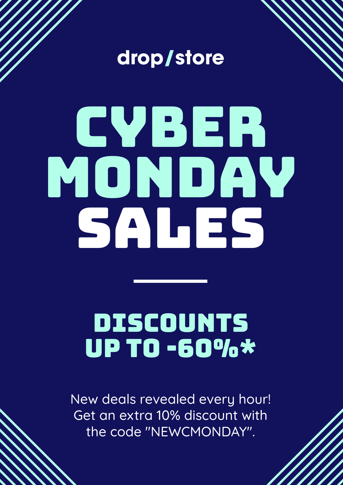 Blue Lines Cyber Monday Sales Poster 1191x1684 template
