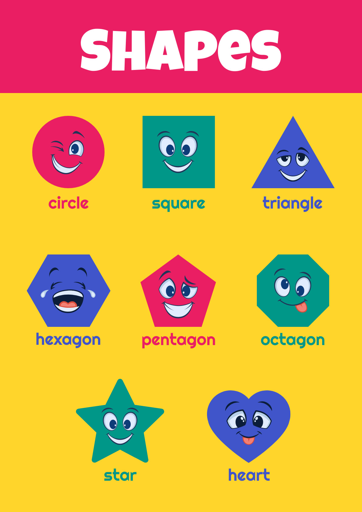 Preschool Colorful Shapes Poster 1191x1684 template