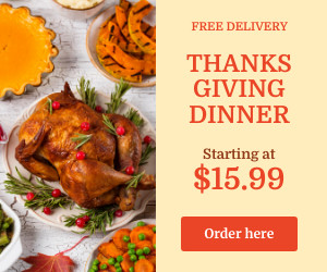 Thanksgiving Dinner Free Delivery 300x250 template