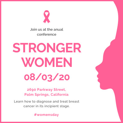 Stronger Women's Day Pink Conference – Invitation Template 397x397 template