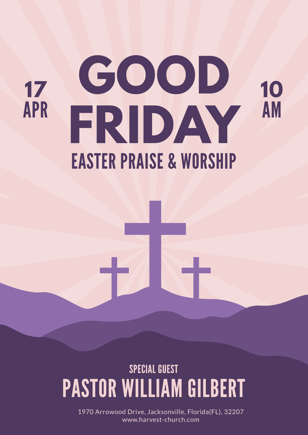 Good Friday Worship Cross Illustration – Poster Template  1191x1684 template