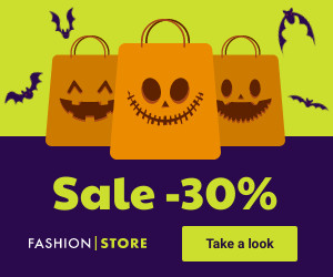 Halloween Shopping Bag Fashion Sale 300x250 template
