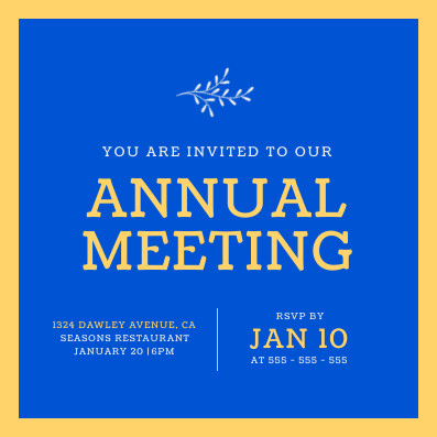 Blue Annual Meeting Event Invitation 397x397 template