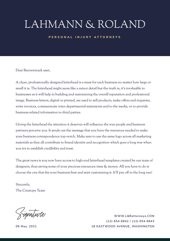 Personal Injury Attorneys – Letterhead Template 595x842 template