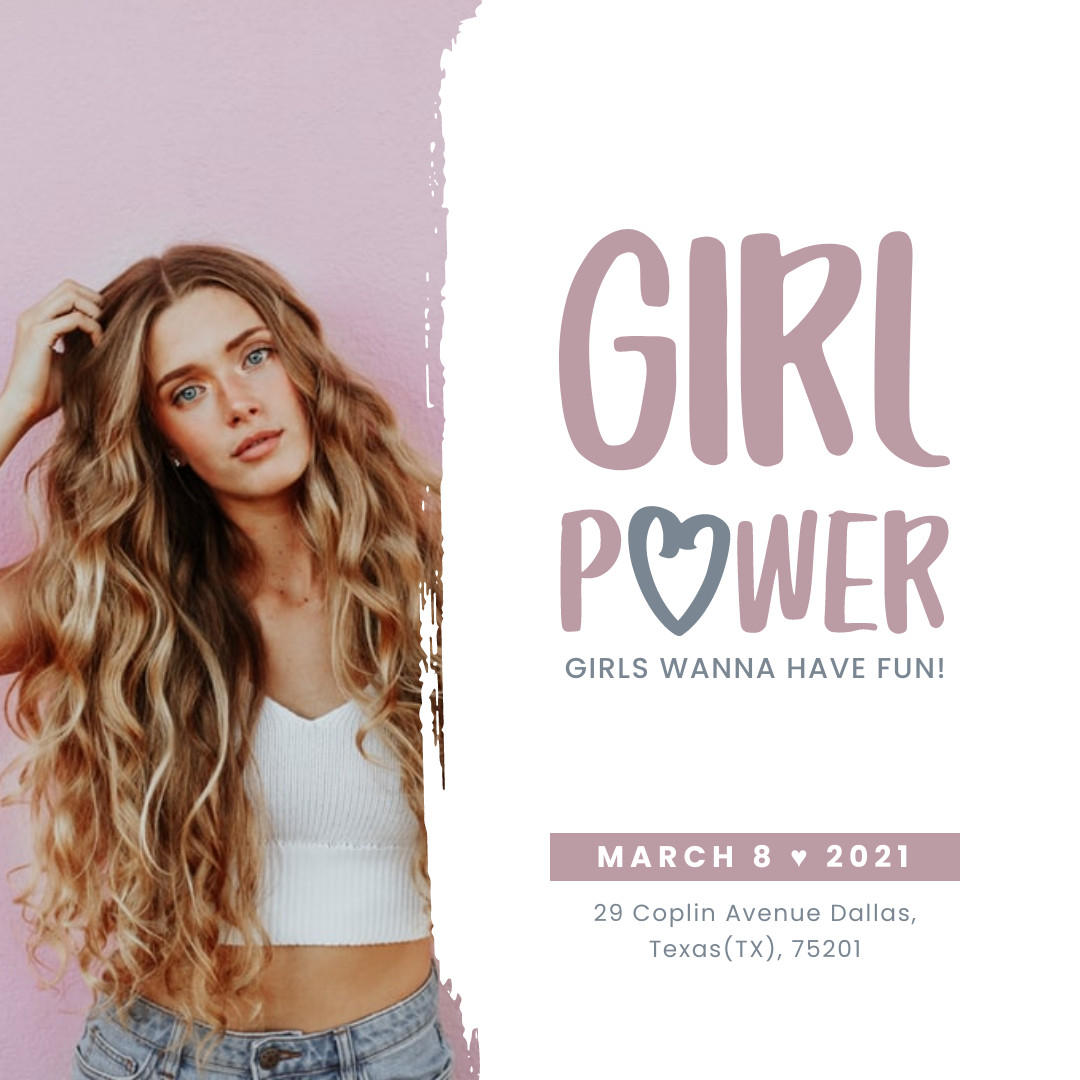 Girl Fun Power Women's Day 1080x1080 template