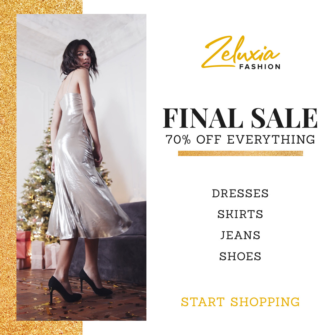 Golden Christmas Final Sale Fashion Video 1080x1080 template