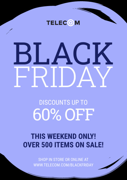 Black Friday Purple Rounded Brush Flyer 420x595 template