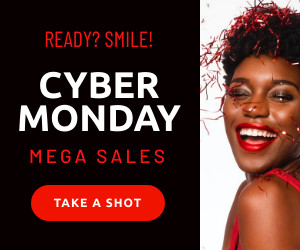 Cyber Monday Take a Smile Shot 300x250 template