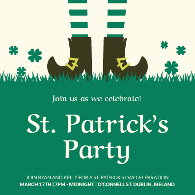 Saint Patrick's Green Legs Party – Invitation Template 397x397 template