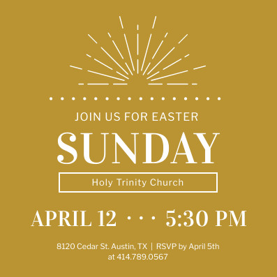 Gold Sunburst Easter Sunday – Invitation Template 397x397 template