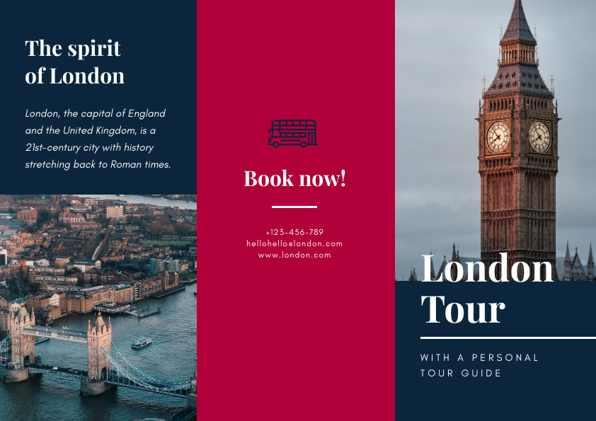 London Tour Brochure Template 842x595 template