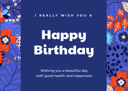 Blue Flowers Birthday – Card Template 420x298 template