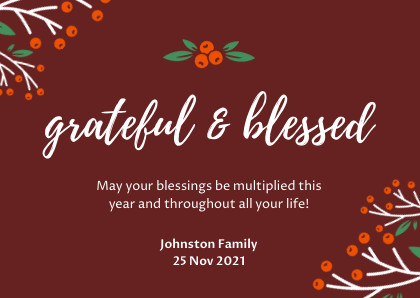 Grateful and Blessed Thanksgiving Card 420x298 template