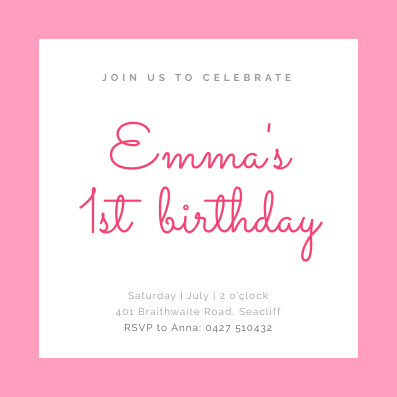 Emma's Birthday Party – Invitation Template  397x397 template preview