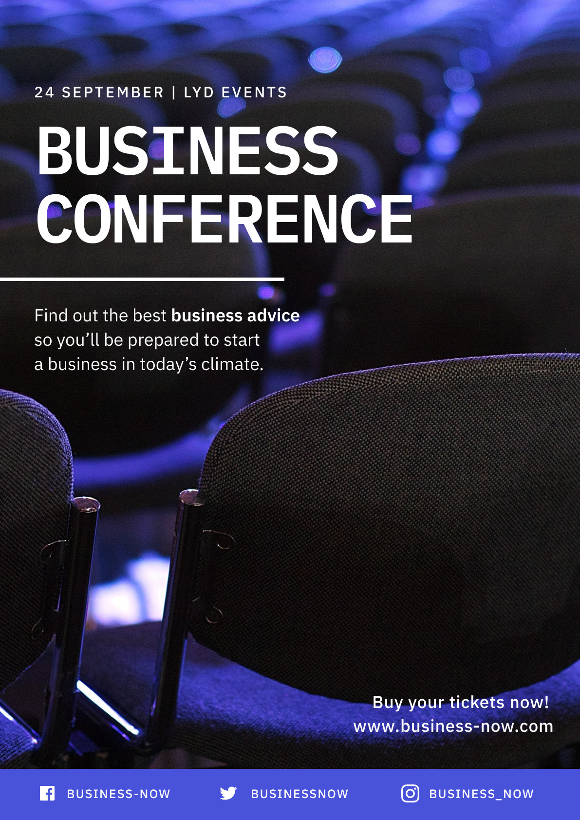 Business Conference Blue Chairs – Poster Template 1191x1684 template